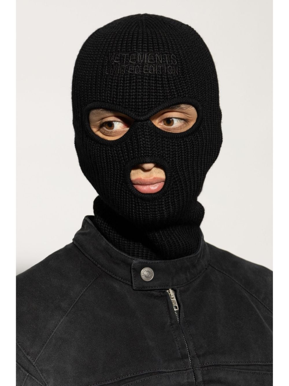 logo embroidered wool balaclava - 3
