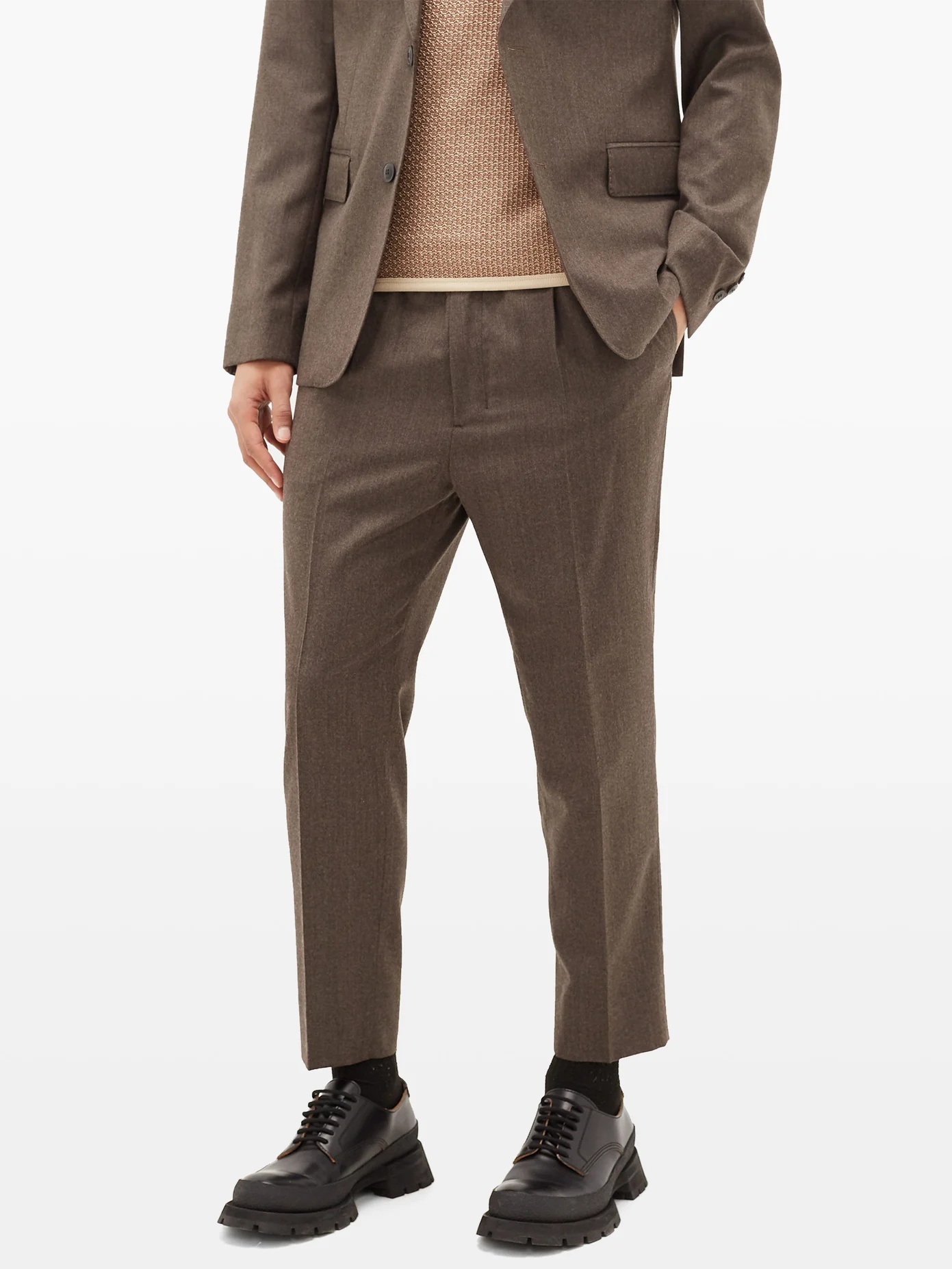 Cropped wool-fresco suit trousers - 6