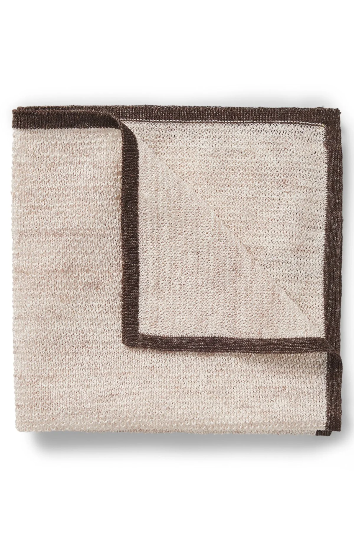 SILK-LINEN POCKET SQUARE WITH CONTRAST BORDER - 1