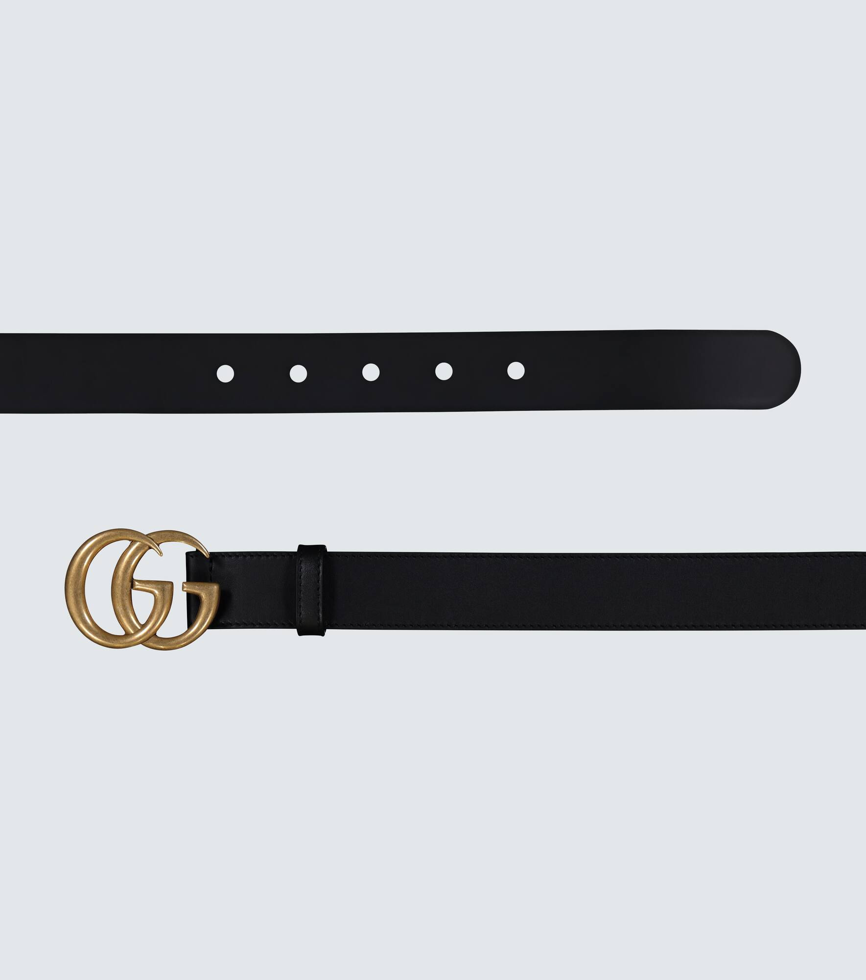 Leather belt with Double G buckle - 4