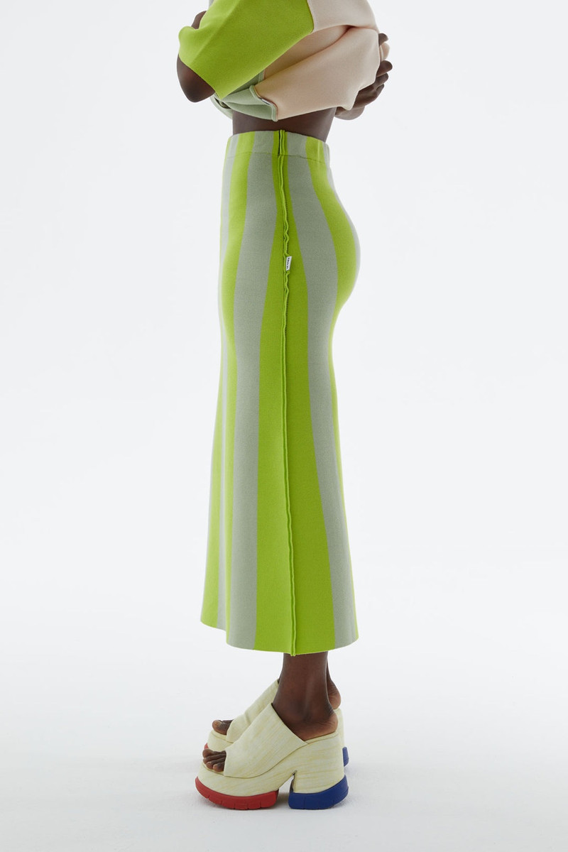 ACID GREEN STRIPED KNIT SKIRT 3