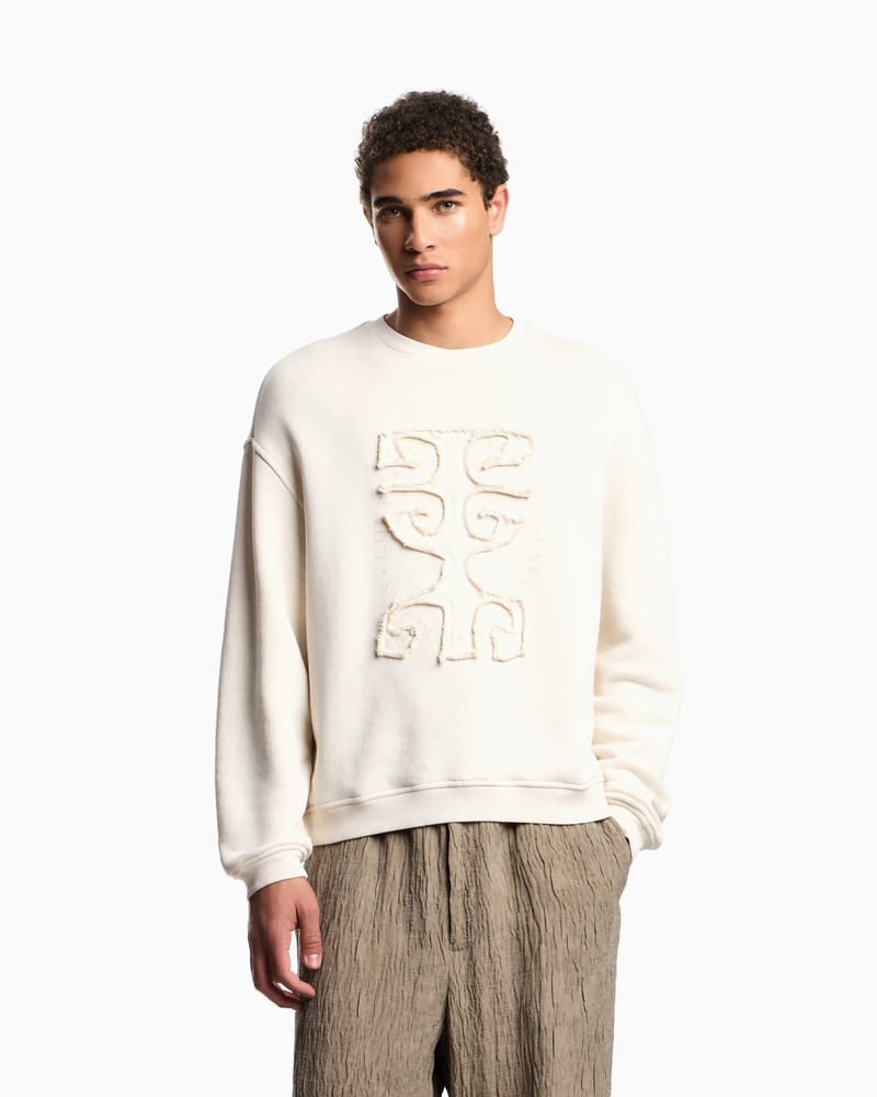 EMPORIO ARMANI TWILL JERSEY SWEATSHIRT WITH RAW-CUT DECORATION outlook