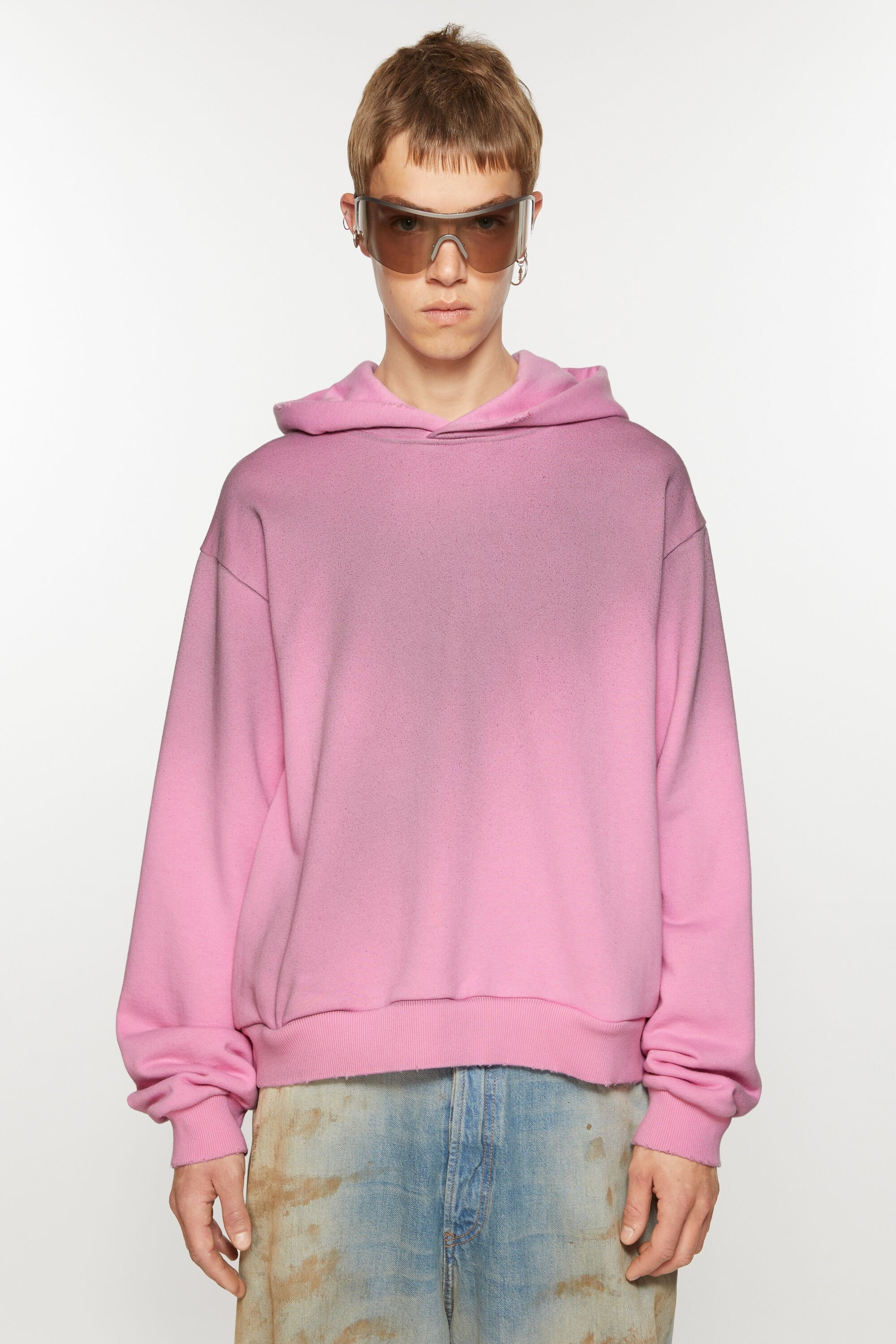 Acne Studios Logo hooded sweater Cotton candy pink REVERSIBLE