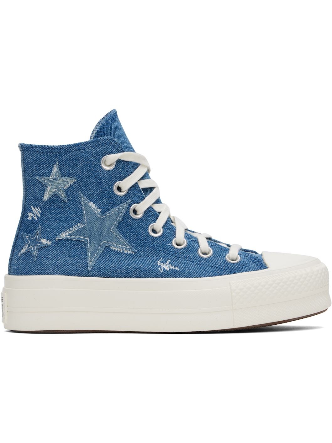 Blue Chuck Taylor All Star Lift Platform Denim High Top Sneakers - 1