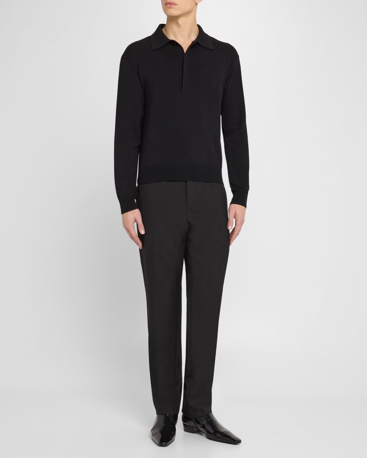 Men's Solid Knit Polo Shirt - 2