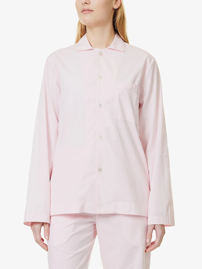 TEKLA Striped patch-pocket organic-cotton pyjama shirt outlook