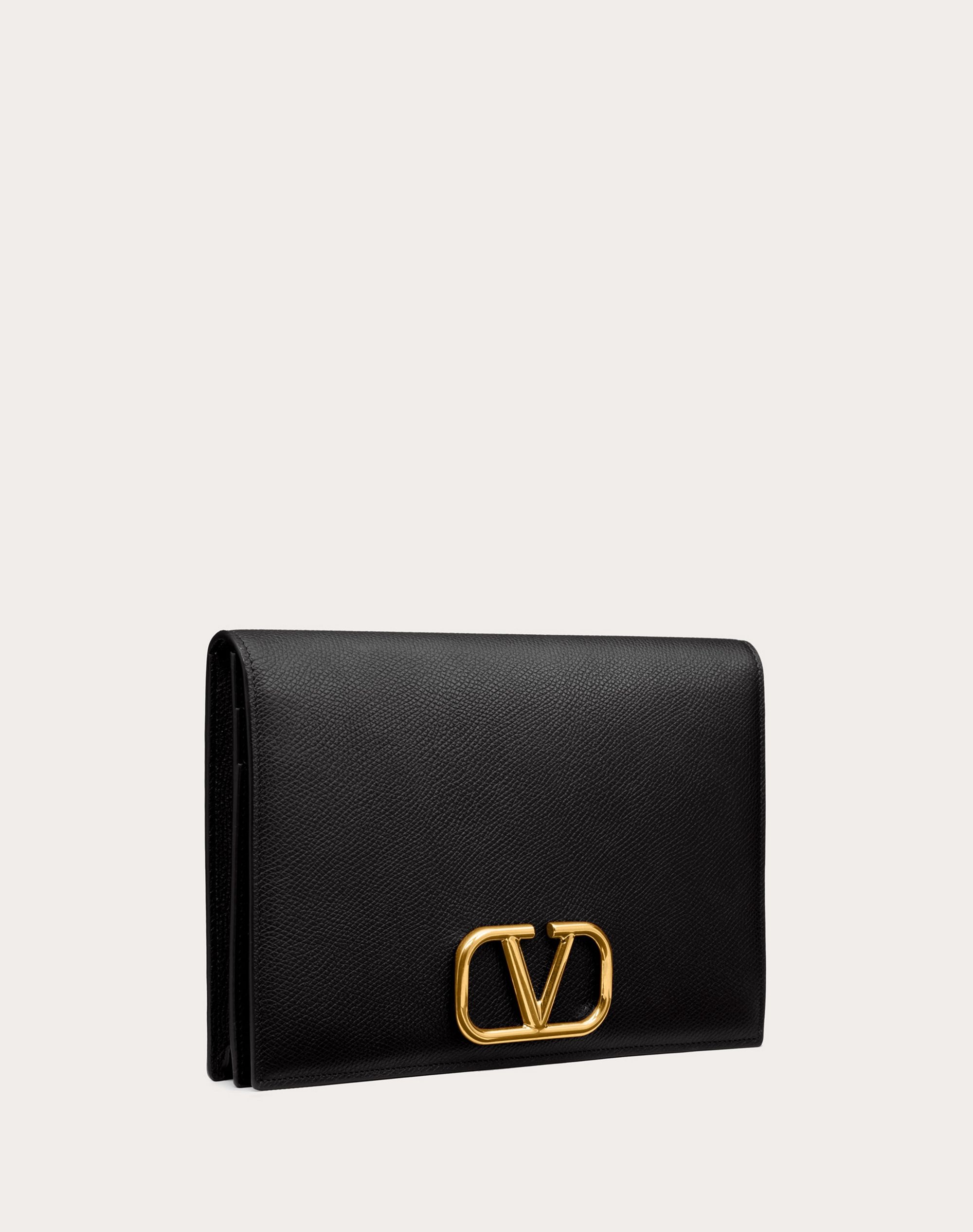 VLOGO SIGNATURE GRAINY CALFSKIN POUCH - 4