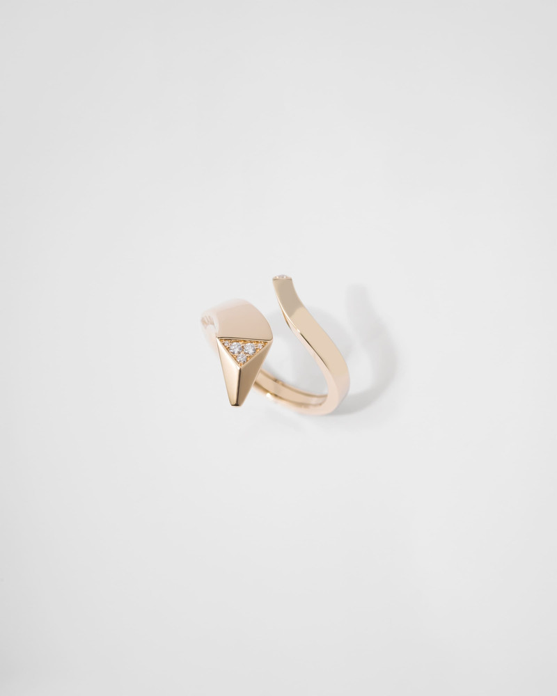 Prada Eternal Gold snake mini ring in yellow gold and diamonds outlook