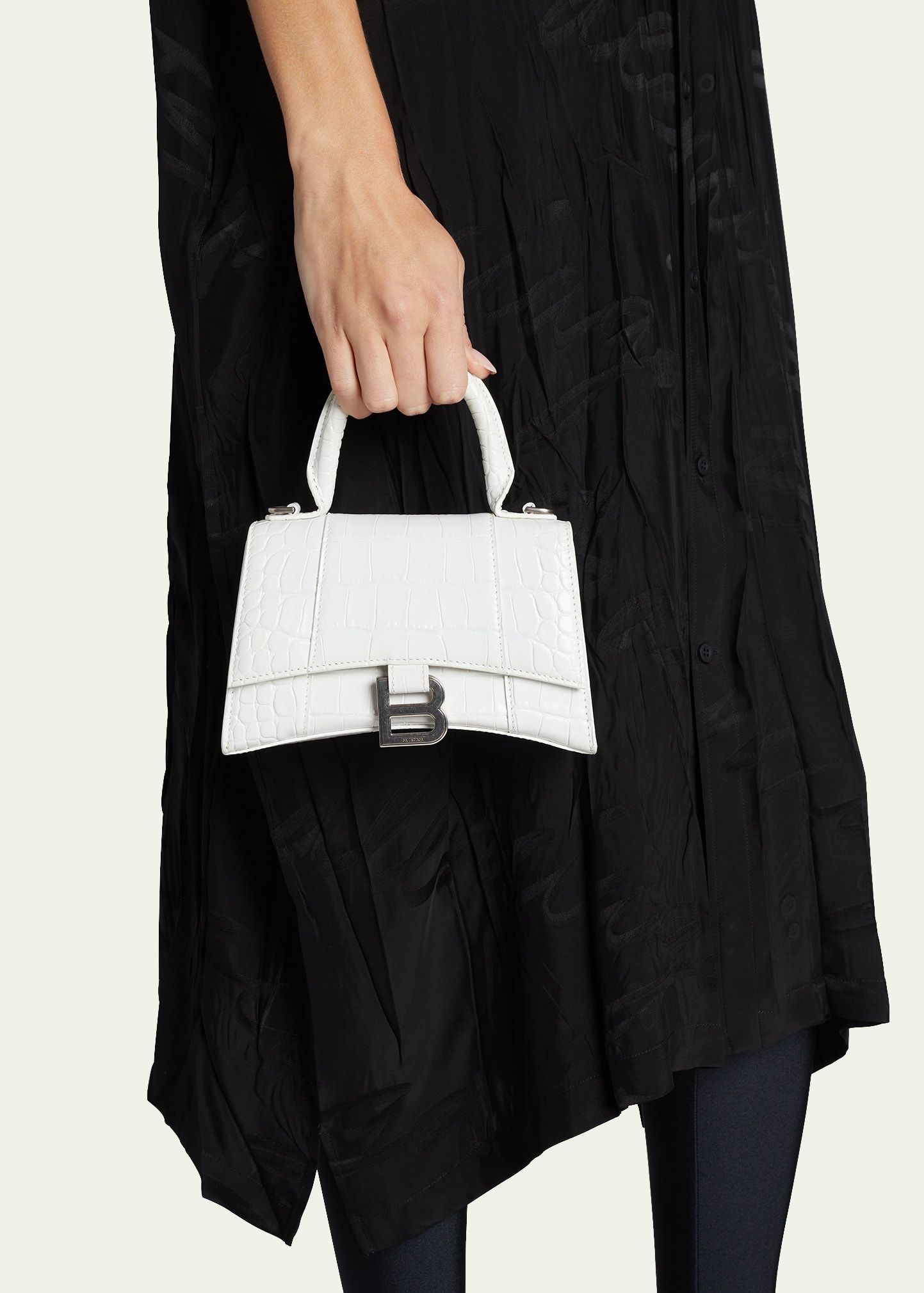 Hourglass XS Crocodile-Embossed Top-Handle Bag - 2