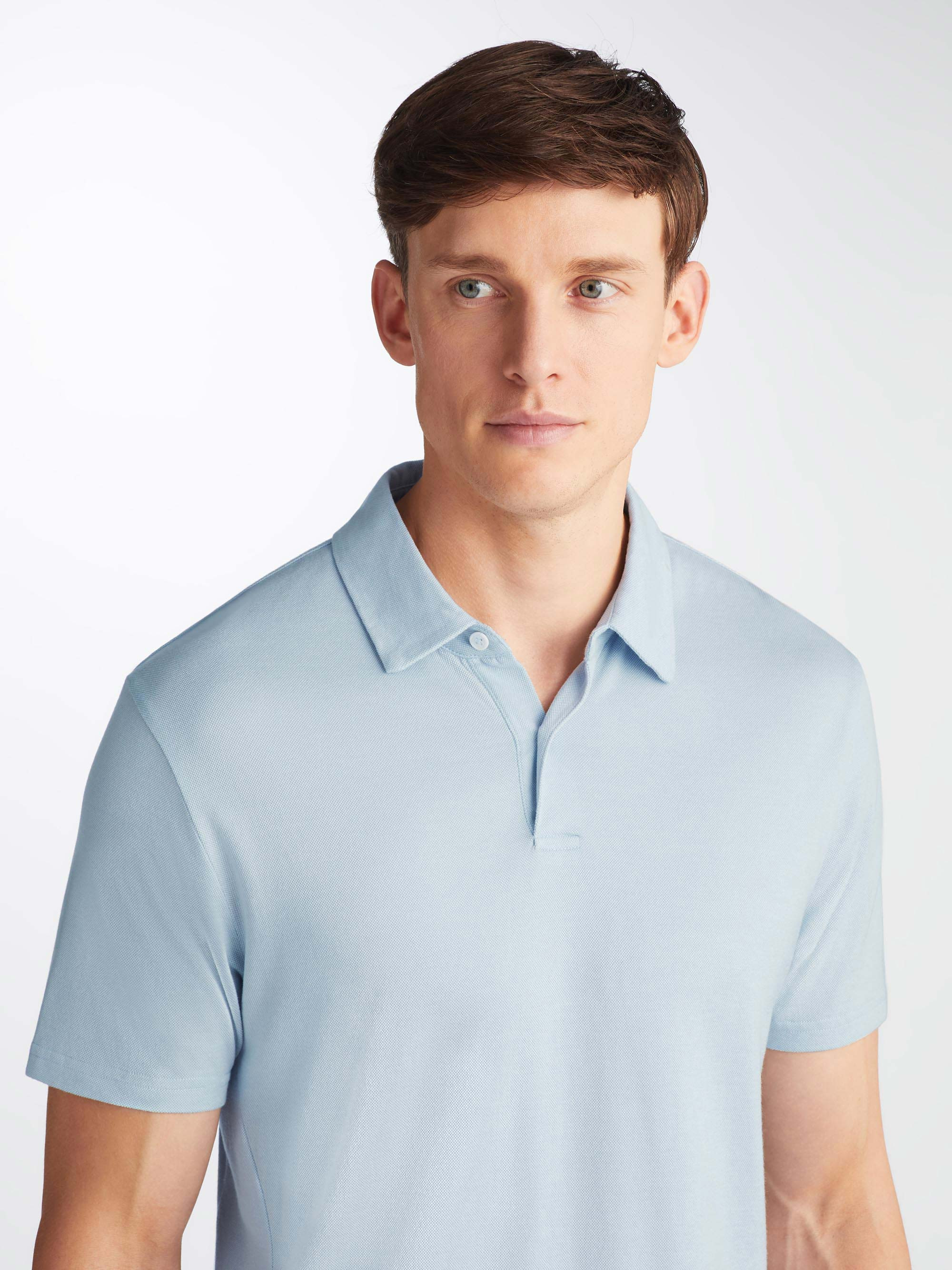 Men's Polo Shirt Ramsay 2 Pique Cotton Tencel Sky - 5