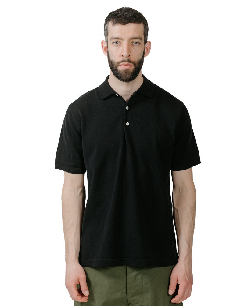 BEAMS PLUS Knit Polo Solid 12G Black outlook