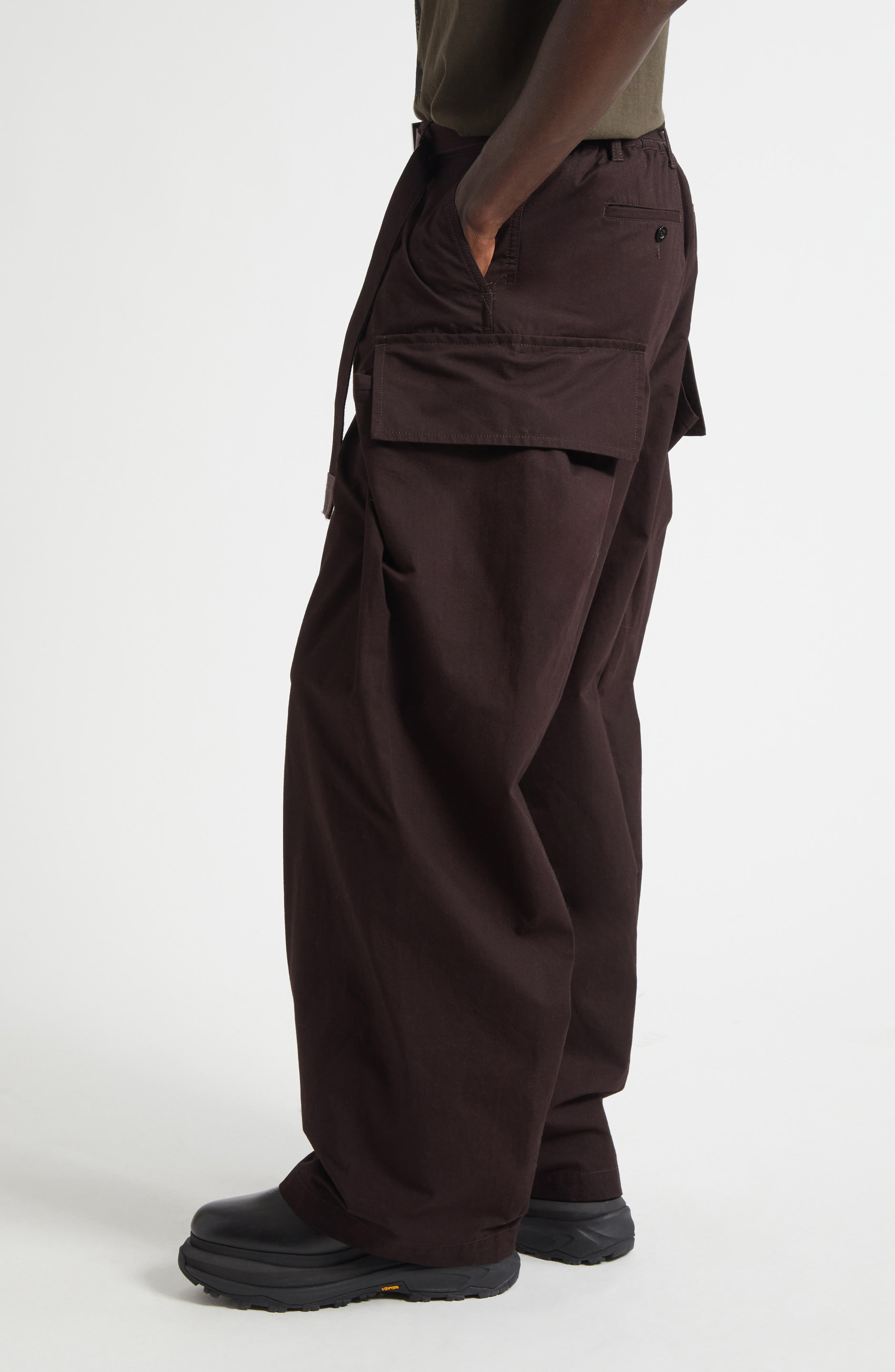 Sacai Belted Cotton & Nylon Ripstop Cargo Pants in Brown at Nordstrom - 4