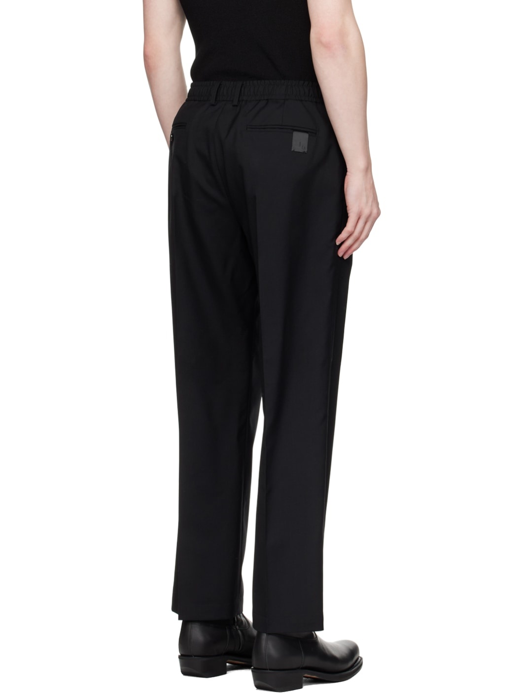 Black Wide Tapered Trousers - 3