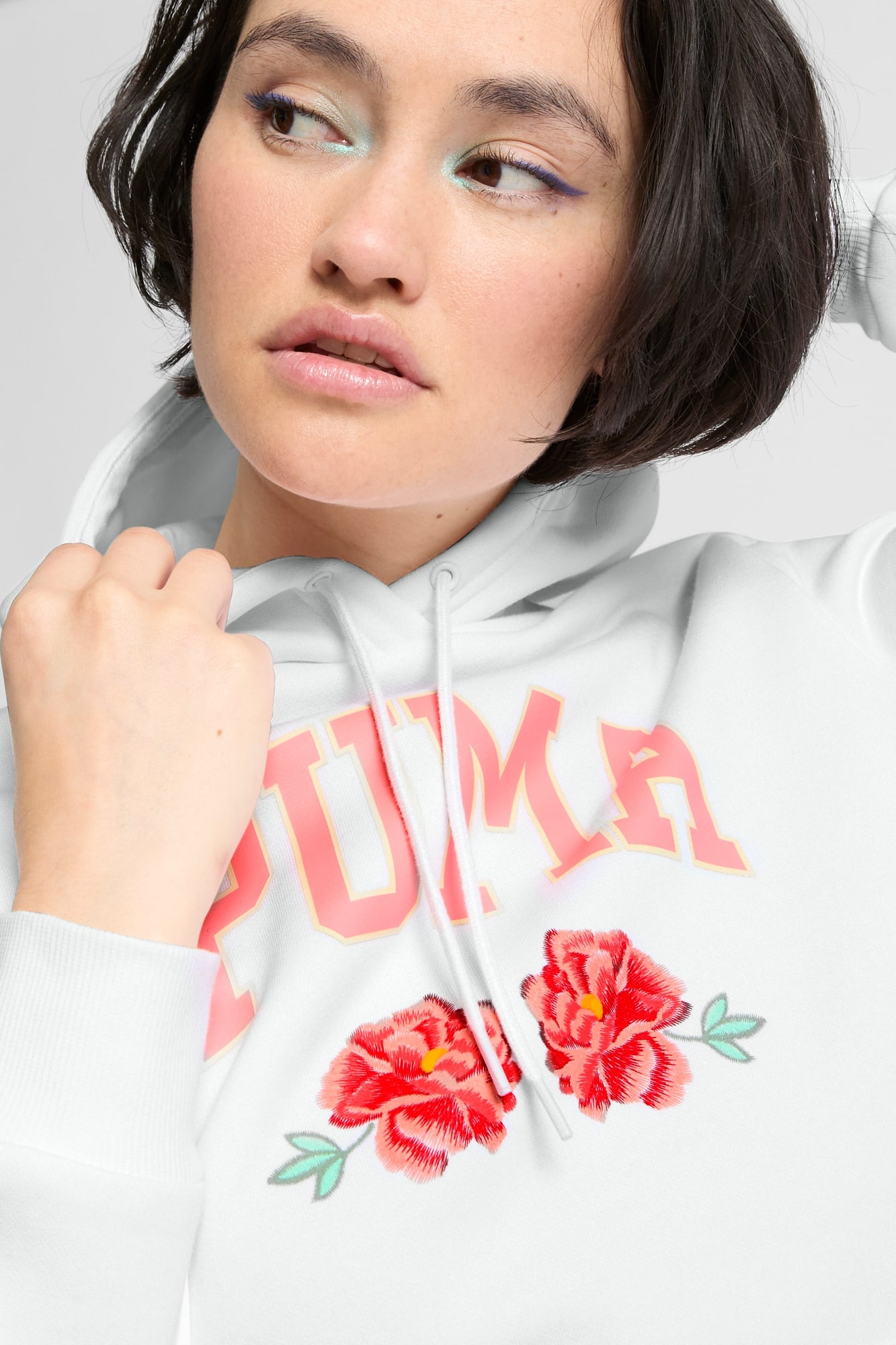 Faux Embroidered Floral Women's Hoodie - 4