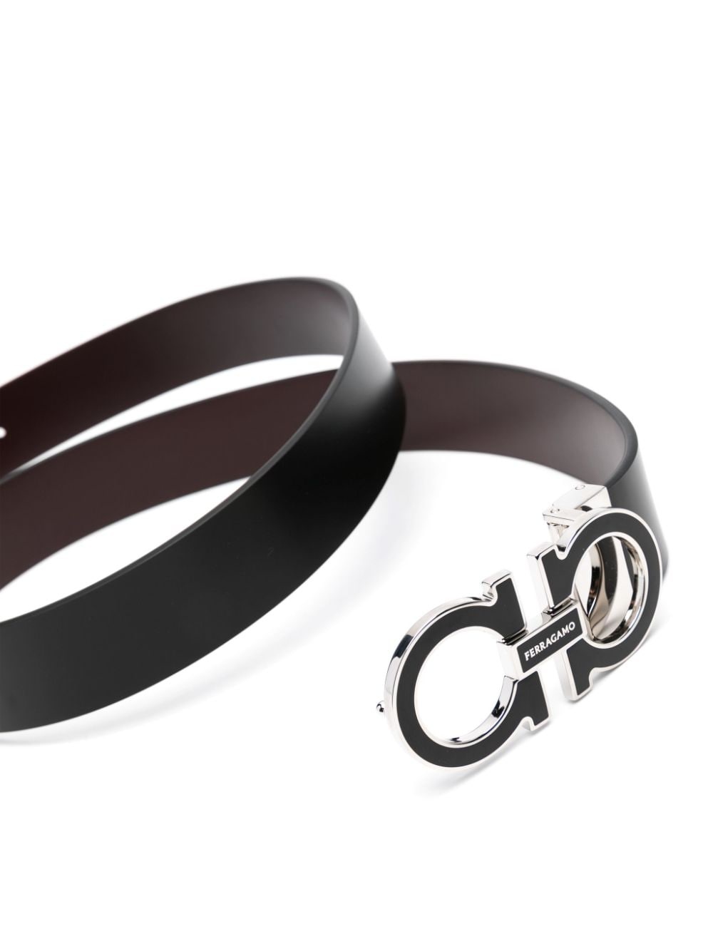 logo-buckle leather belt - 2