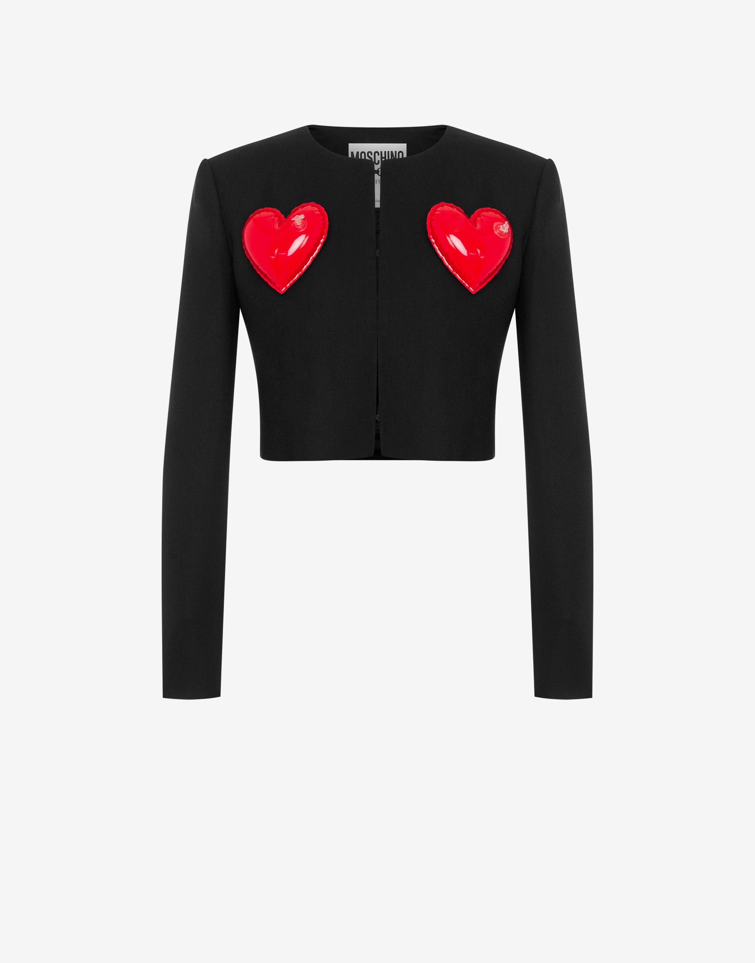 Moschino INFLATABLE HEARTS STRETCH GABARDINE JACKET | REVERSIBLE