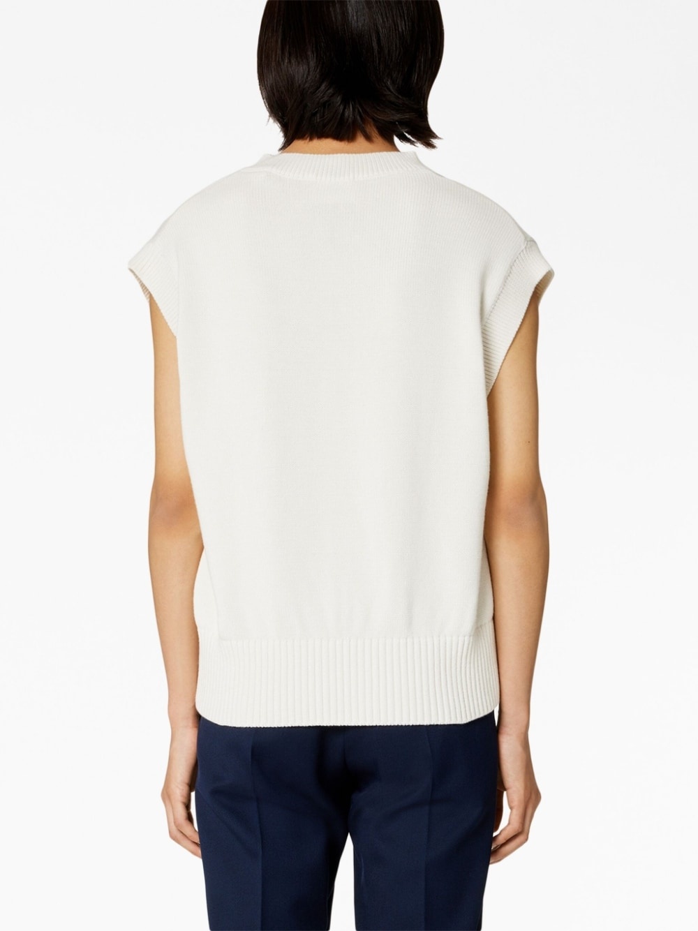 chest embroidered-logo knit vest - 5