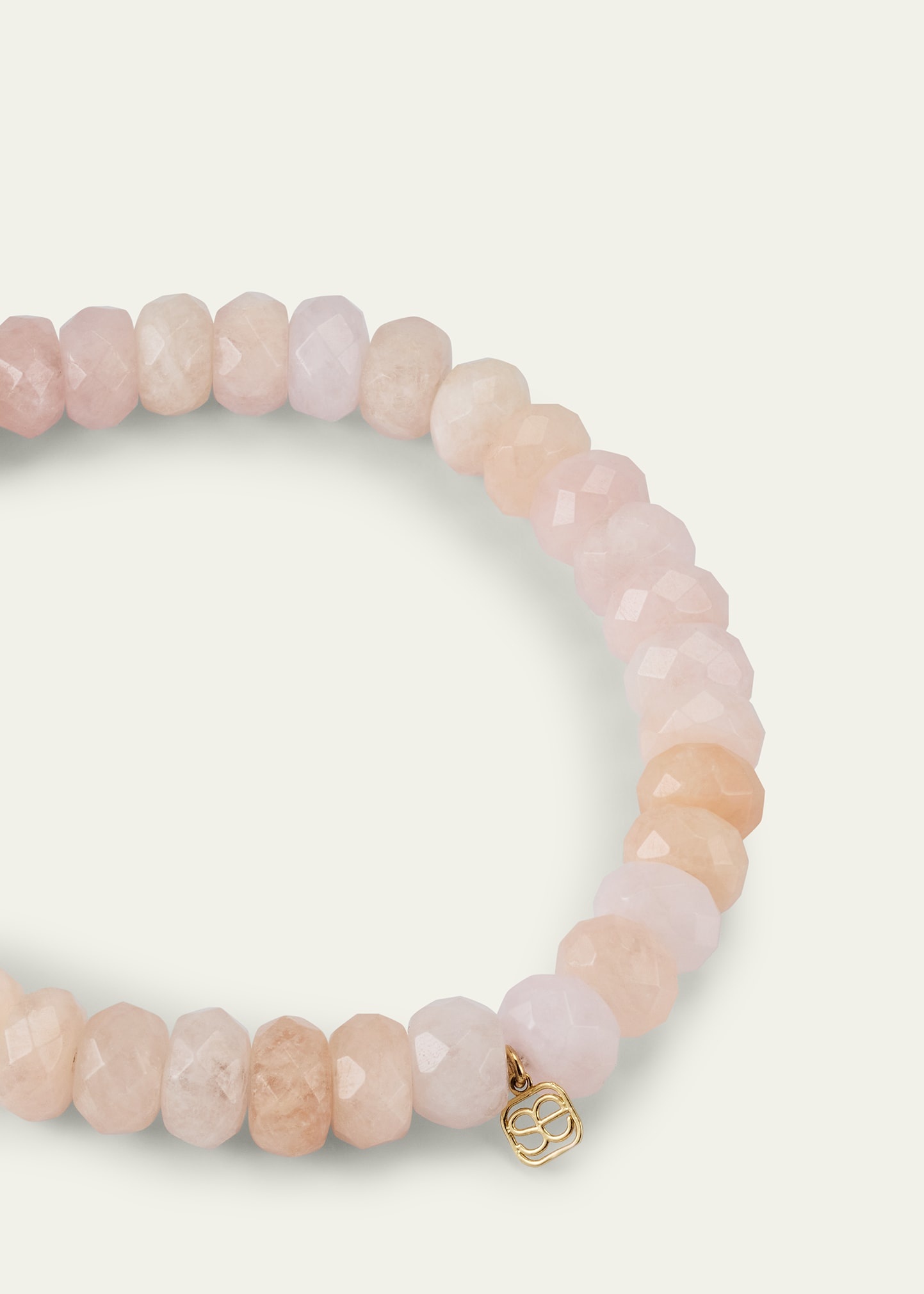 14k Morganite Beaded Bracelet with Disc Charm - 4