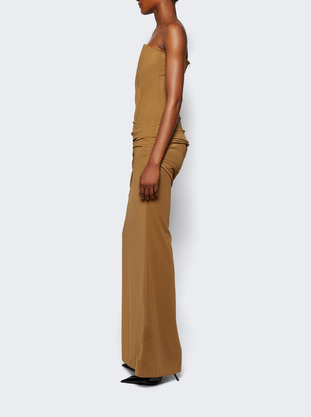 Strapless Longline Corset Column Khaki - 3