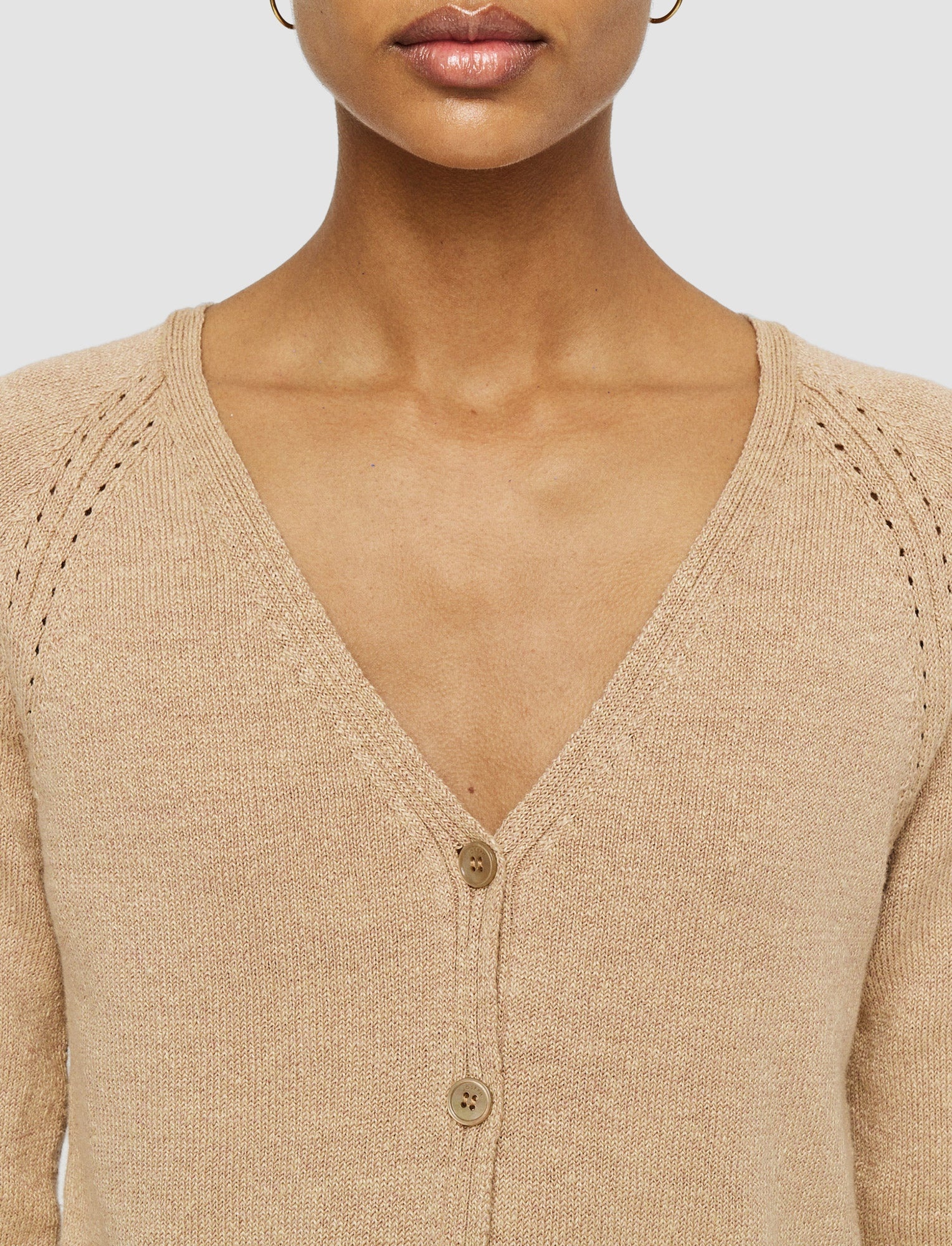 Linen Blend Knitted Cardigan - 5