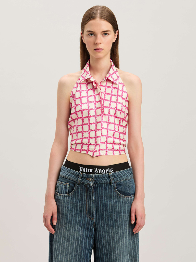Net logo open back shirt 3