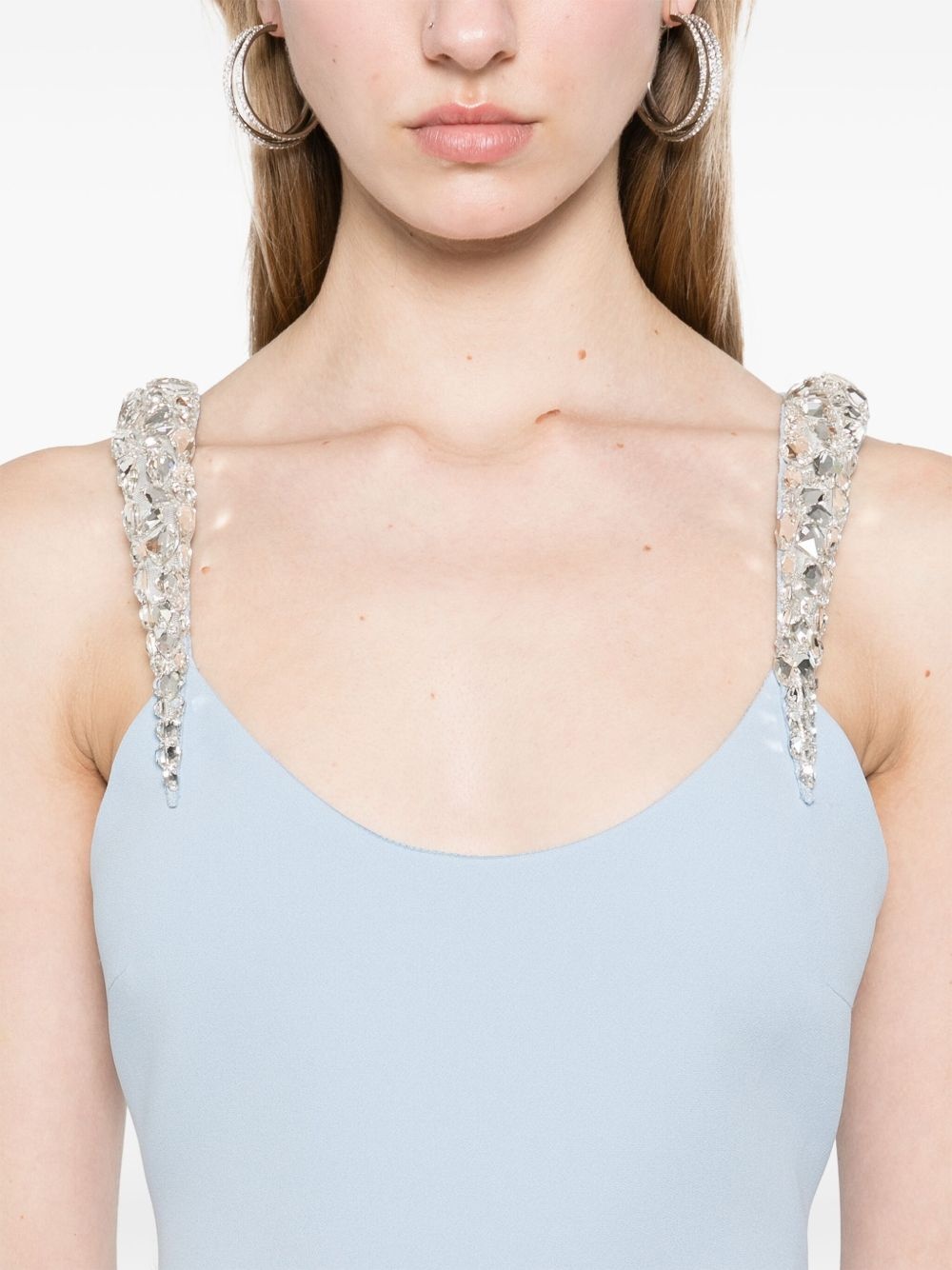 crystal claw-embroidered flounce dress - 5