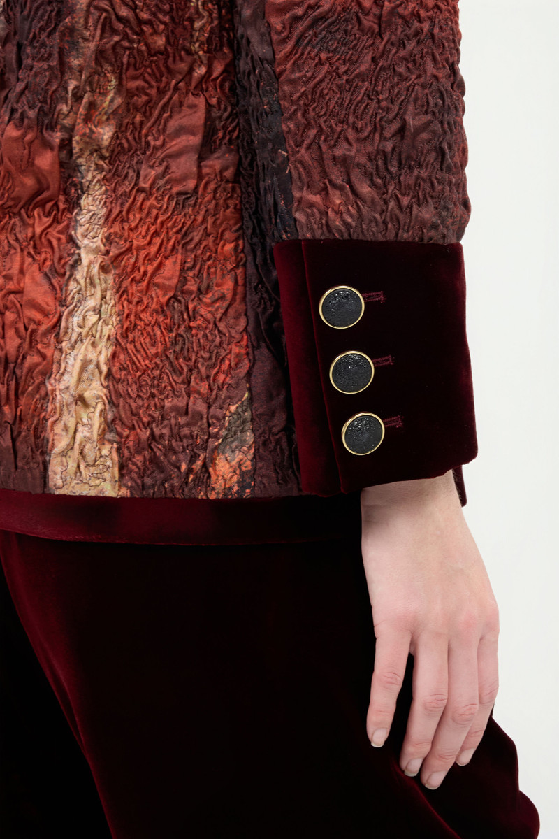 Red Silk Jacket With Marble Print 6