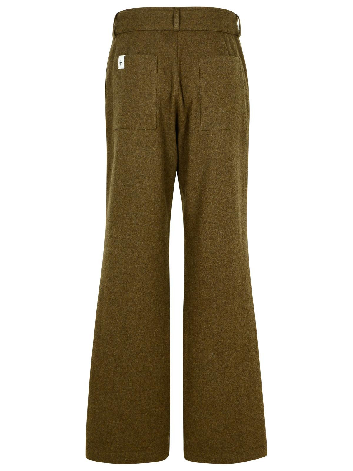 Jil Sander Green Wool Flannel Pants Women - 3