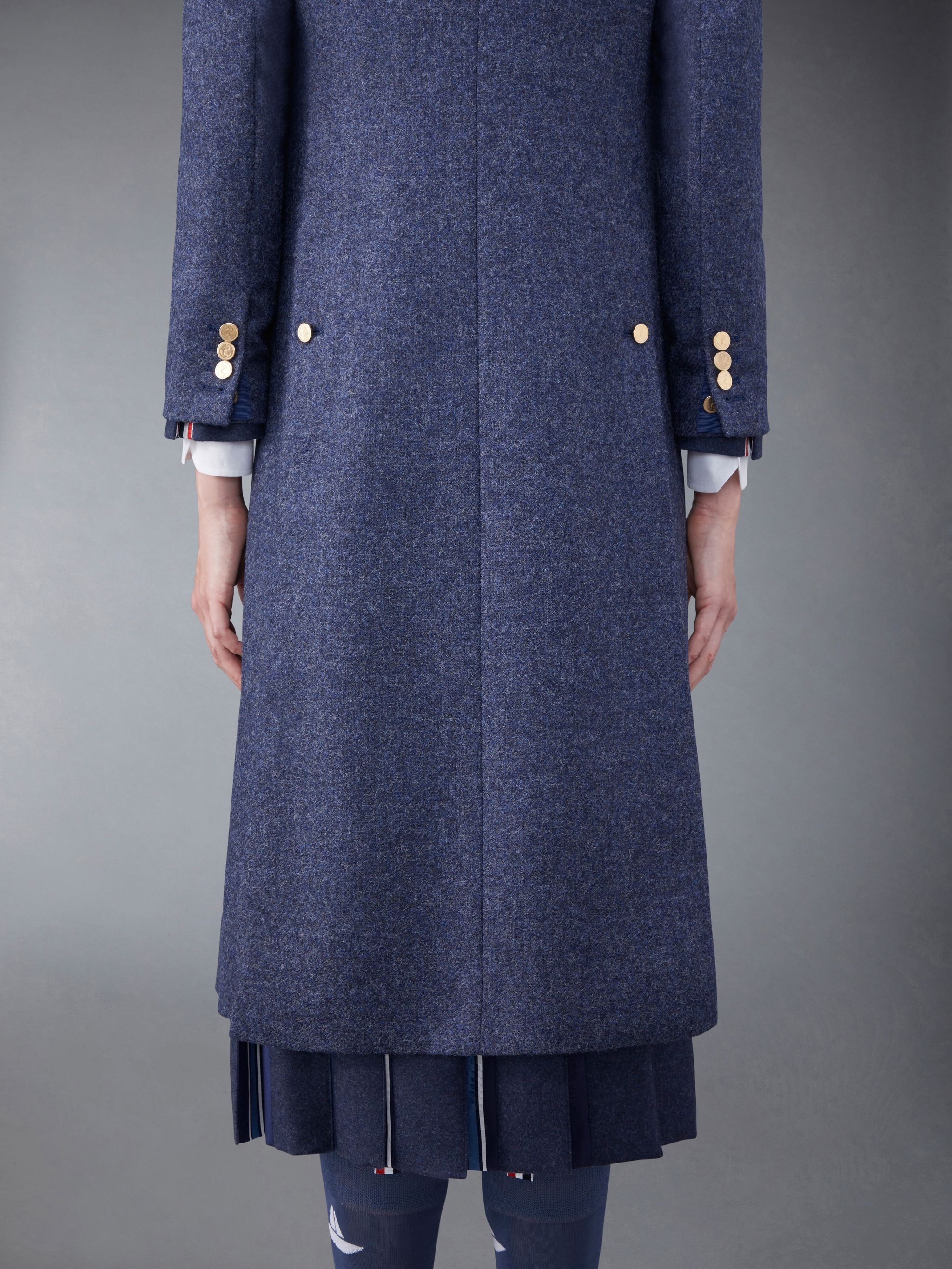 Solid Shetland Wide Lapel Overcoat - 11