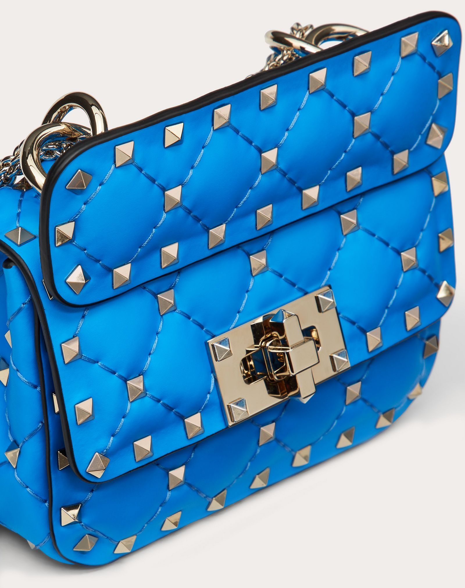 Micro Rockstud Spike fluo calfskin leather bag - 5