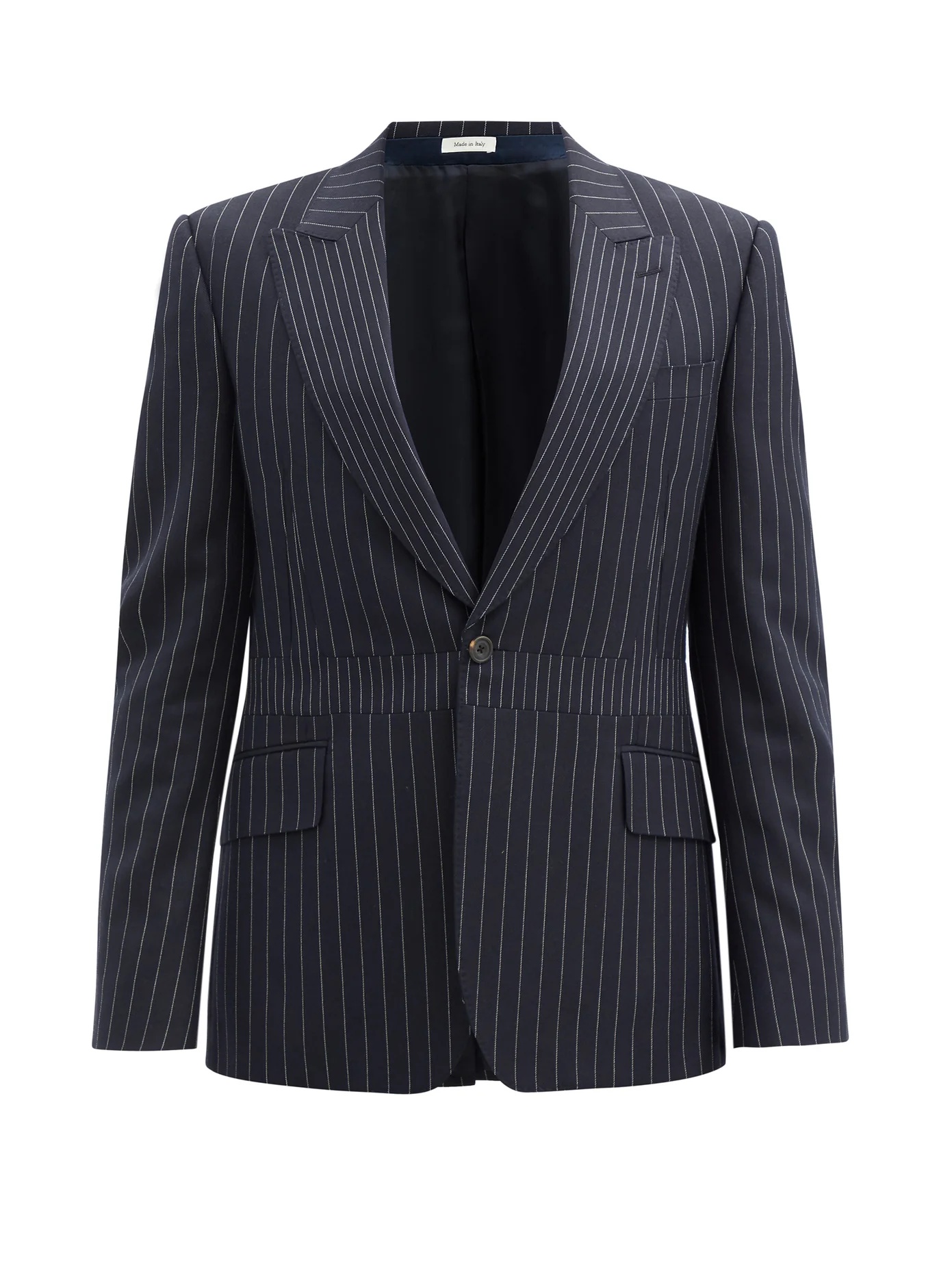 Pinstriped single-breasted wool jacket - 1