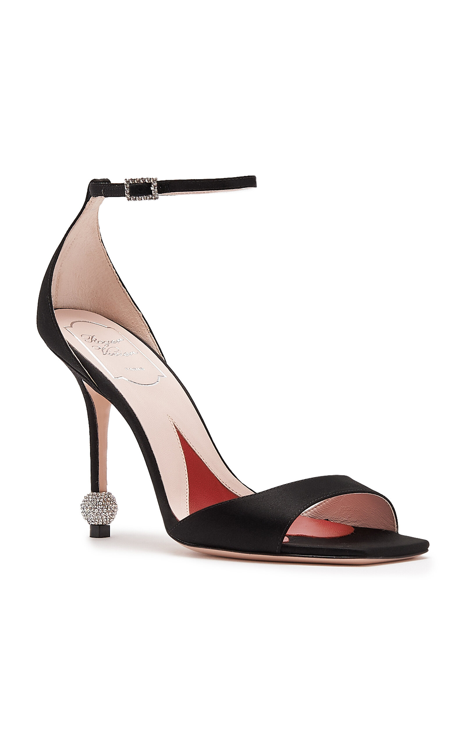 Vivier Marlene Strass-Detail Satin Sandals black - 5