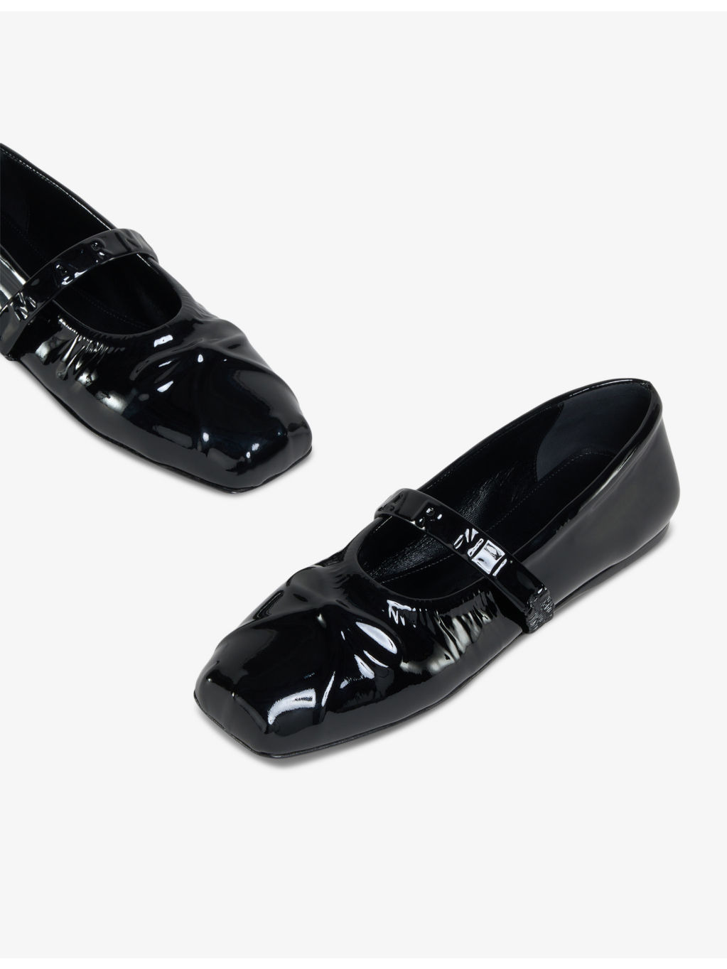 Bow-embellished square-toe patent-leather ballet flats - 4