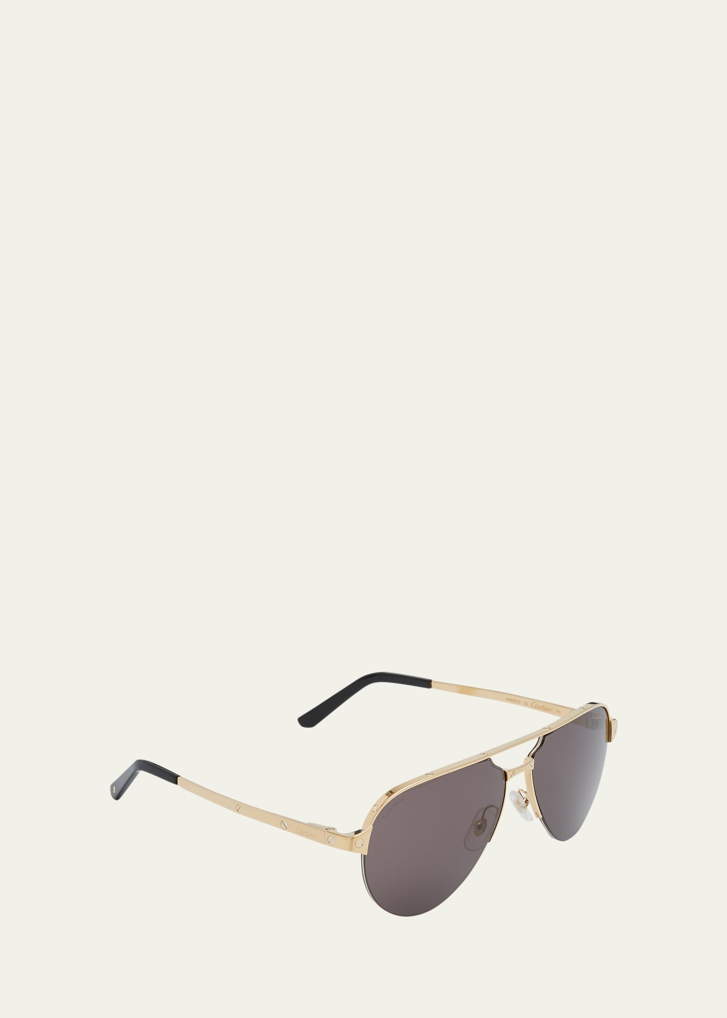 Men's Half-Rim Metal Aviator Sunglasses with Logo - 2