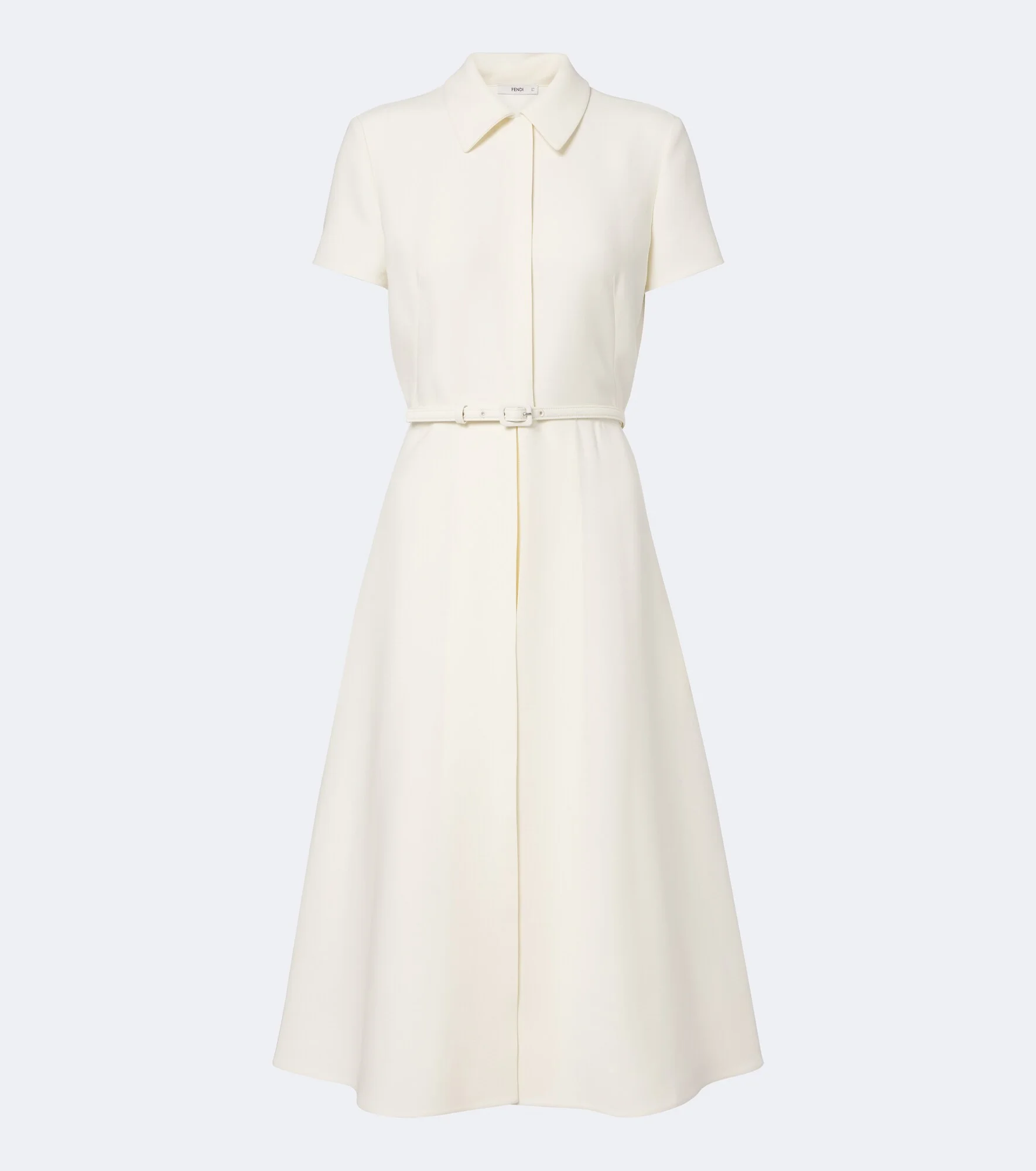 Belted wool and silk midi dress - 1
