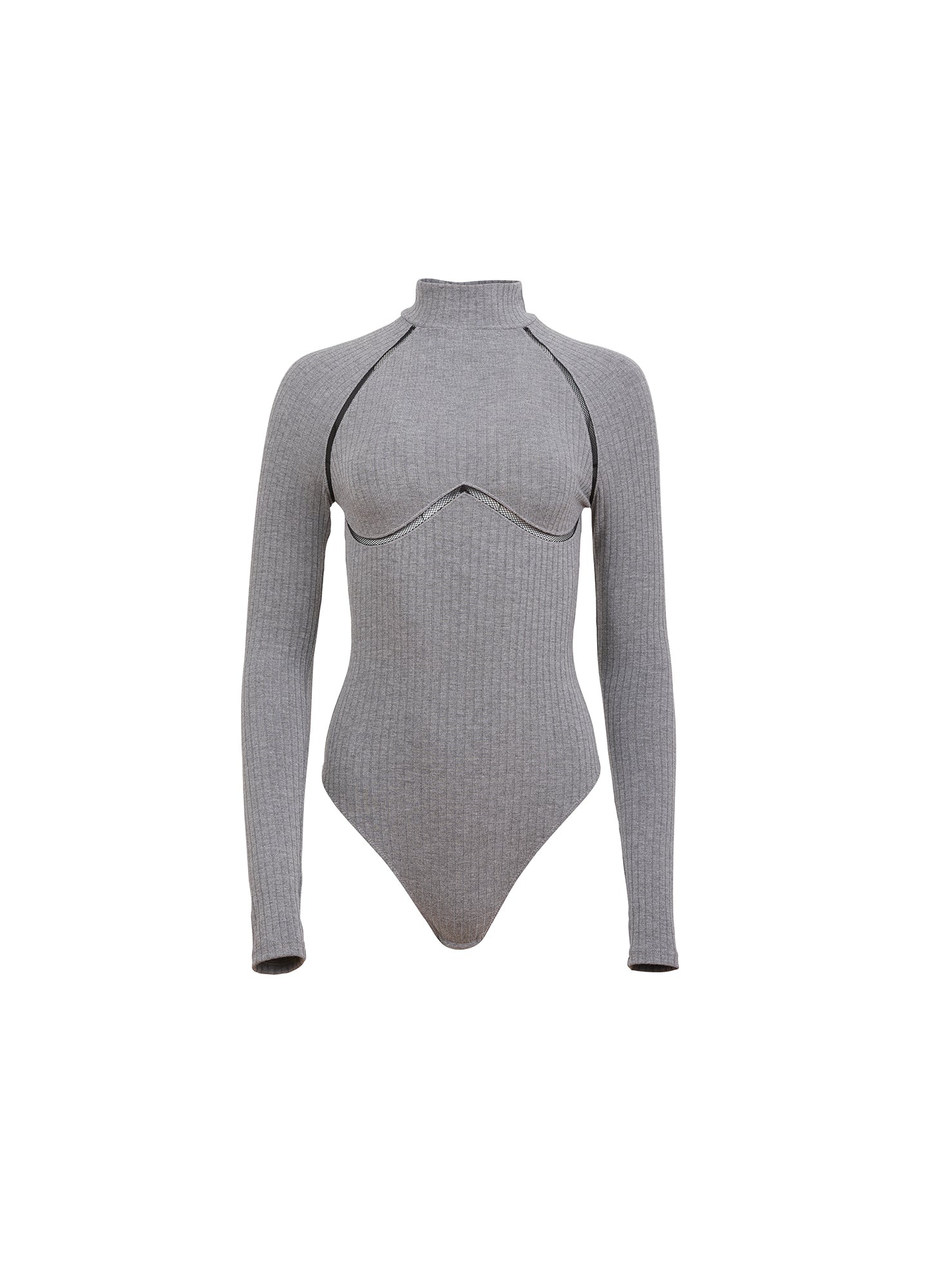 Rib Bodysuit with Lattice Trim - 4