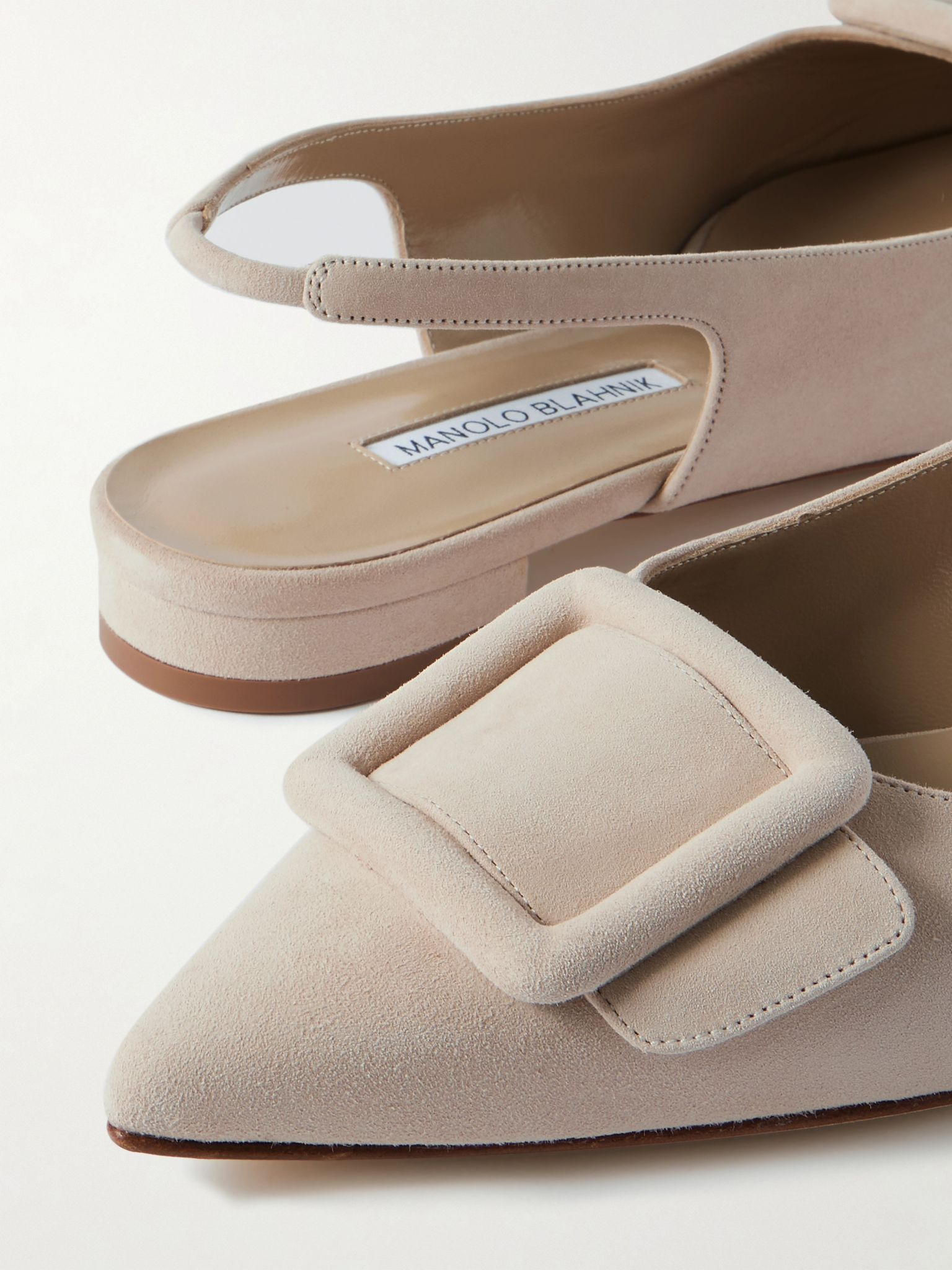 Maylura buckled suede slingback flats Beige - 4