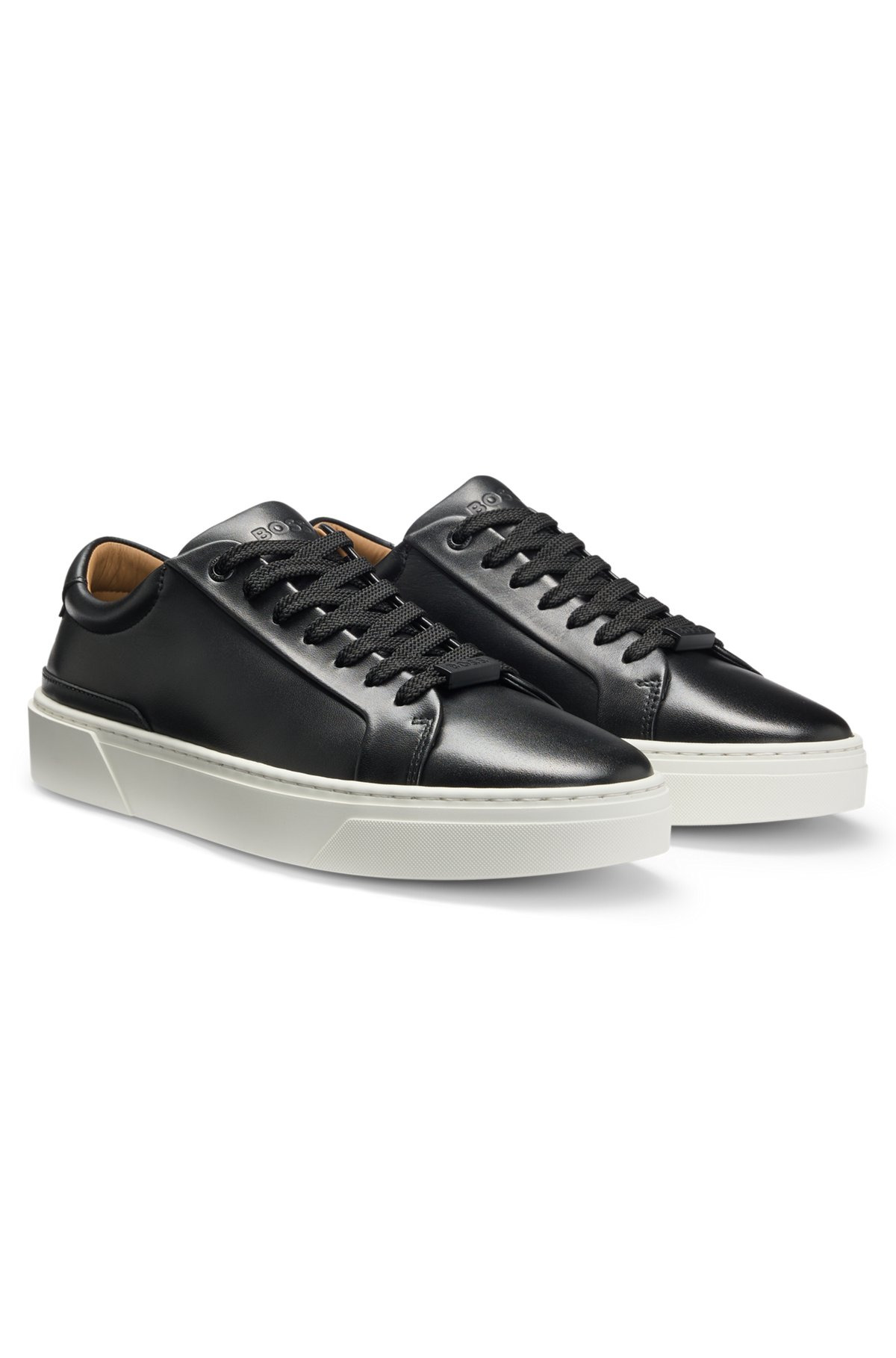 GARY LEATHER LOW-TOP TRAINERS WITH BRANDED LACE LOOP - 2