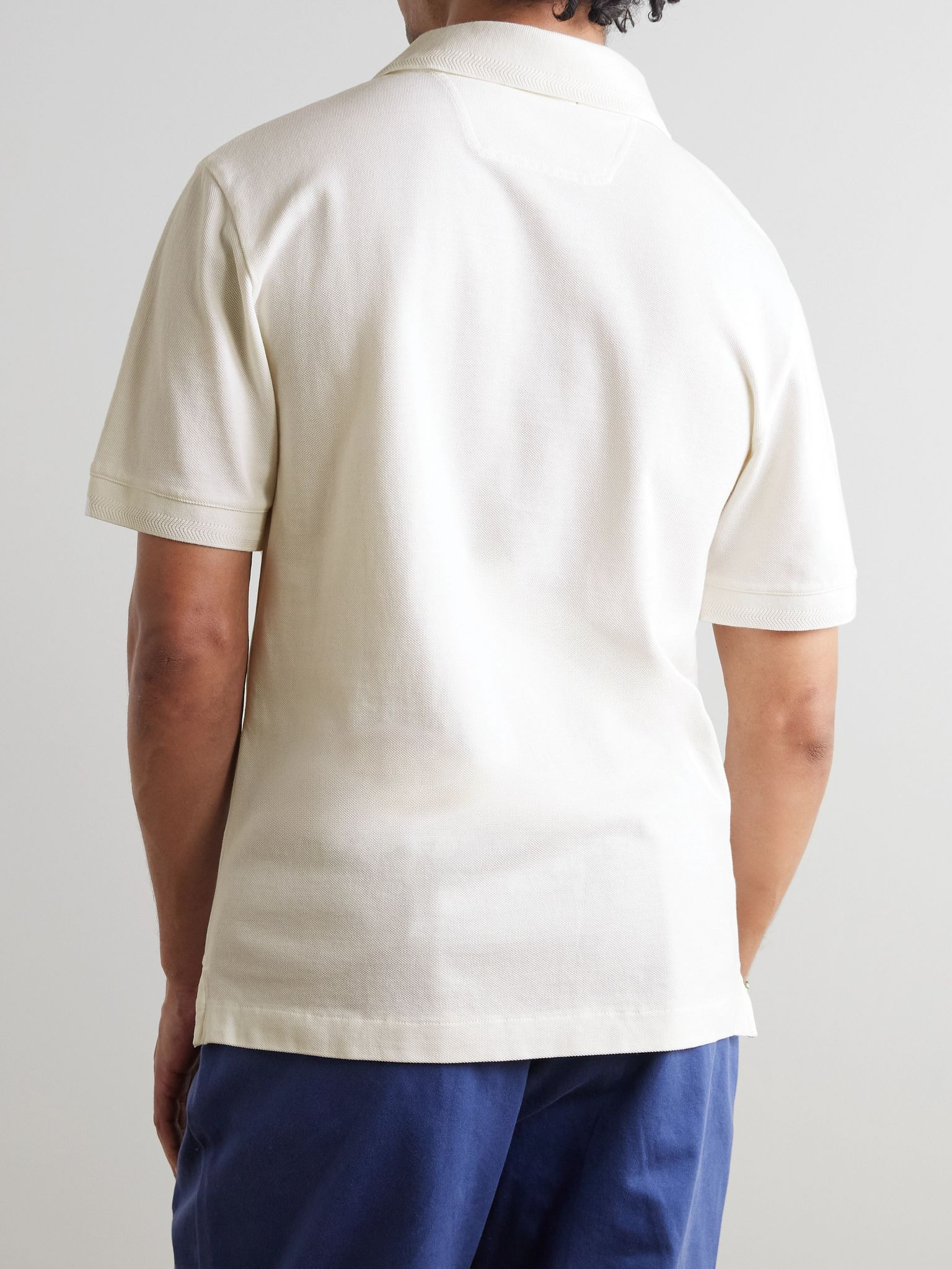 Horacio Cotton-Blend Piqué Polo Shirt White - 3