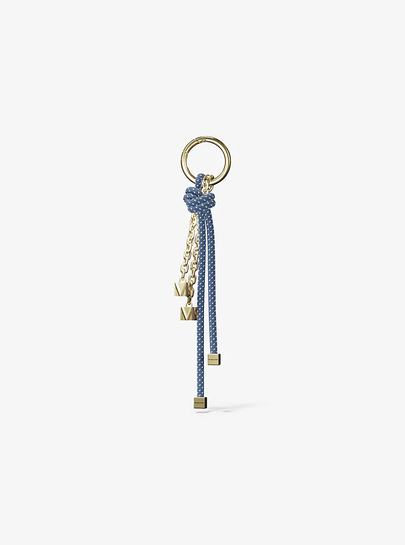 Gold-Tone and Speckled Cord Bag Charm - 1
