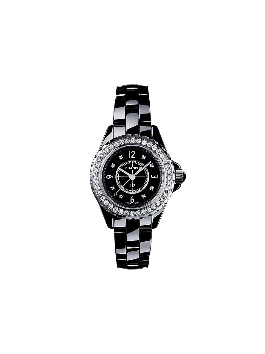 H2571 J12 29mm Diamonds high-tech ceramic, steel and 0.13ct diamond quartz watch - 1