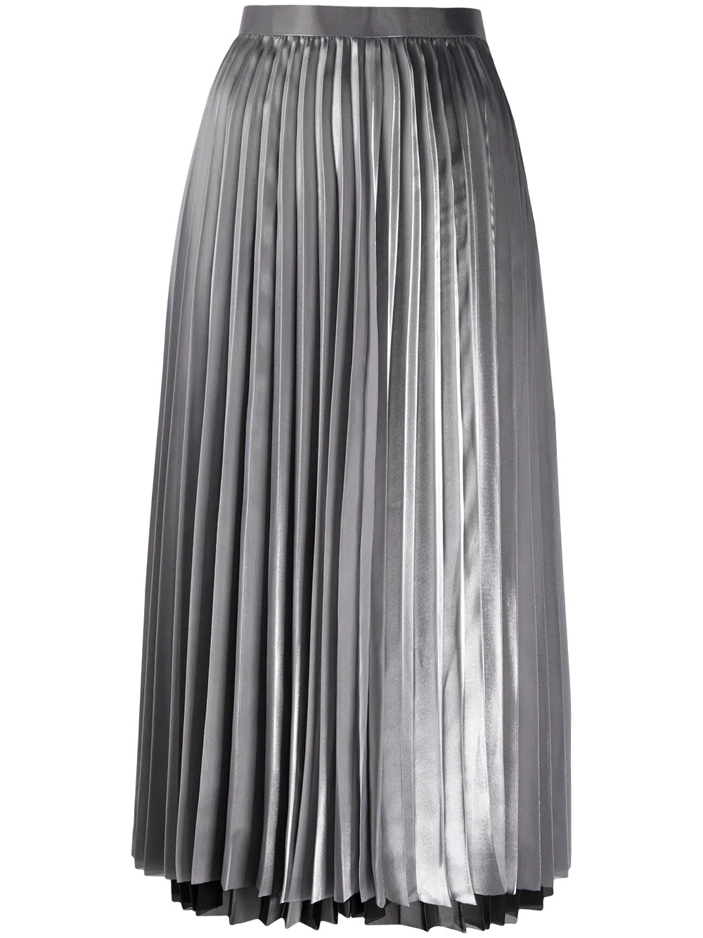 high-waisted pleated satin midi skirt  - 1