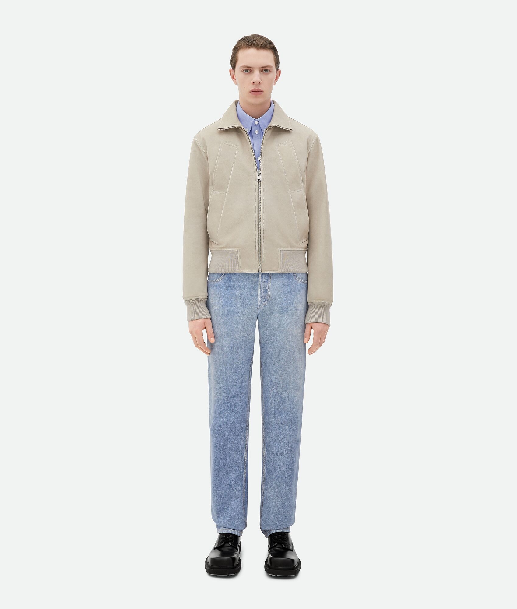 Printed Leather Chino Jacket - 5