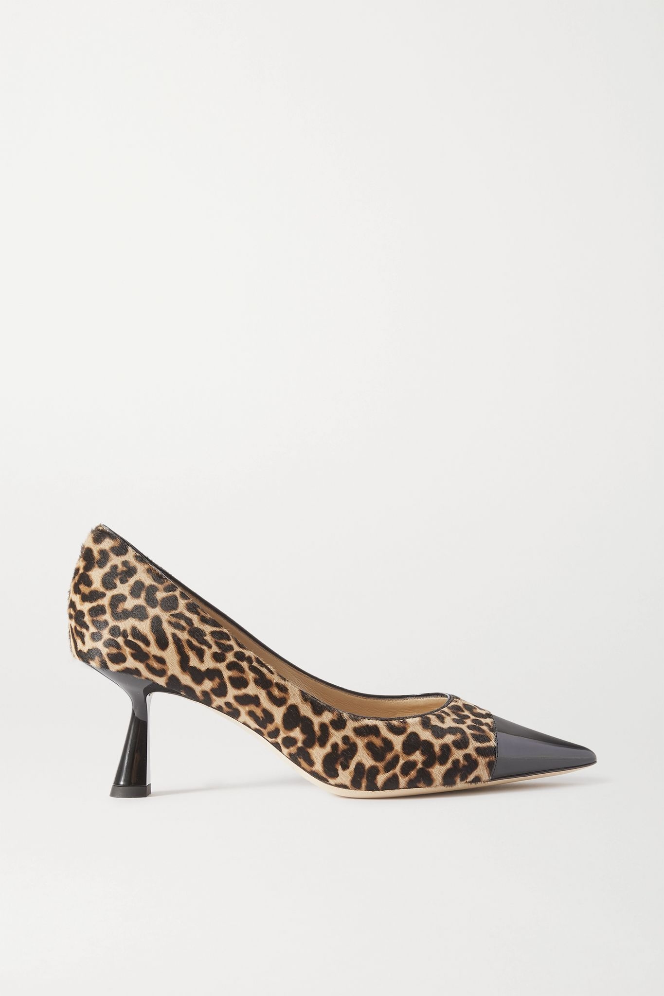 Rene 65 leopard-print goat hair and patent-leather pumps - 1