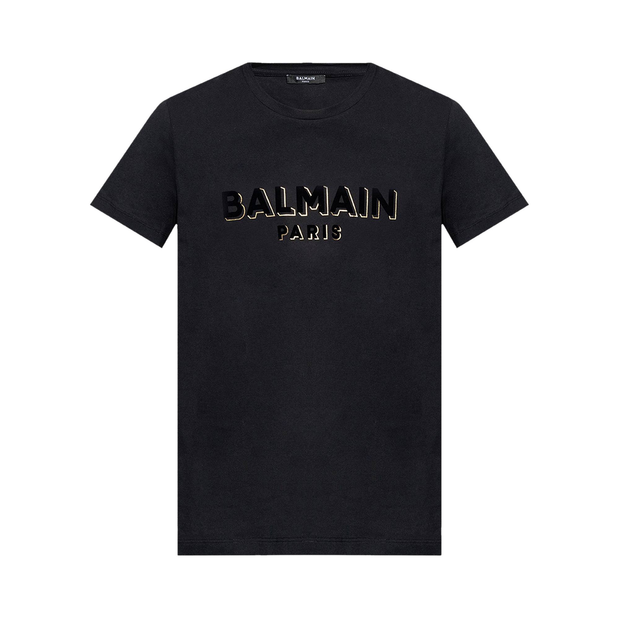 Balmain Flock And Foil T-Shirt 'Black/Silver' - 1