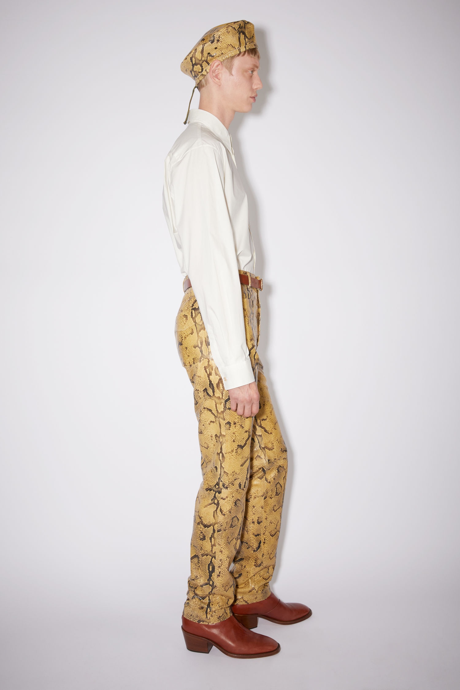 Leather trousers - Beige/black - 4