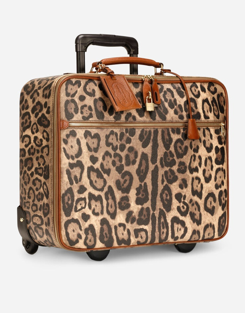Small pet carrier bag in leopard-print Crespo with branded plate 3