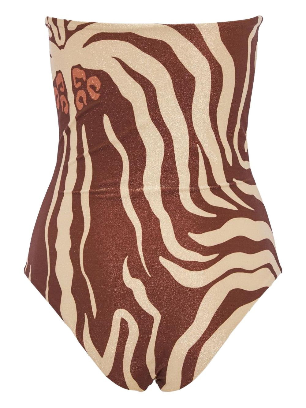 zebra-print strapless swimsuit - 2