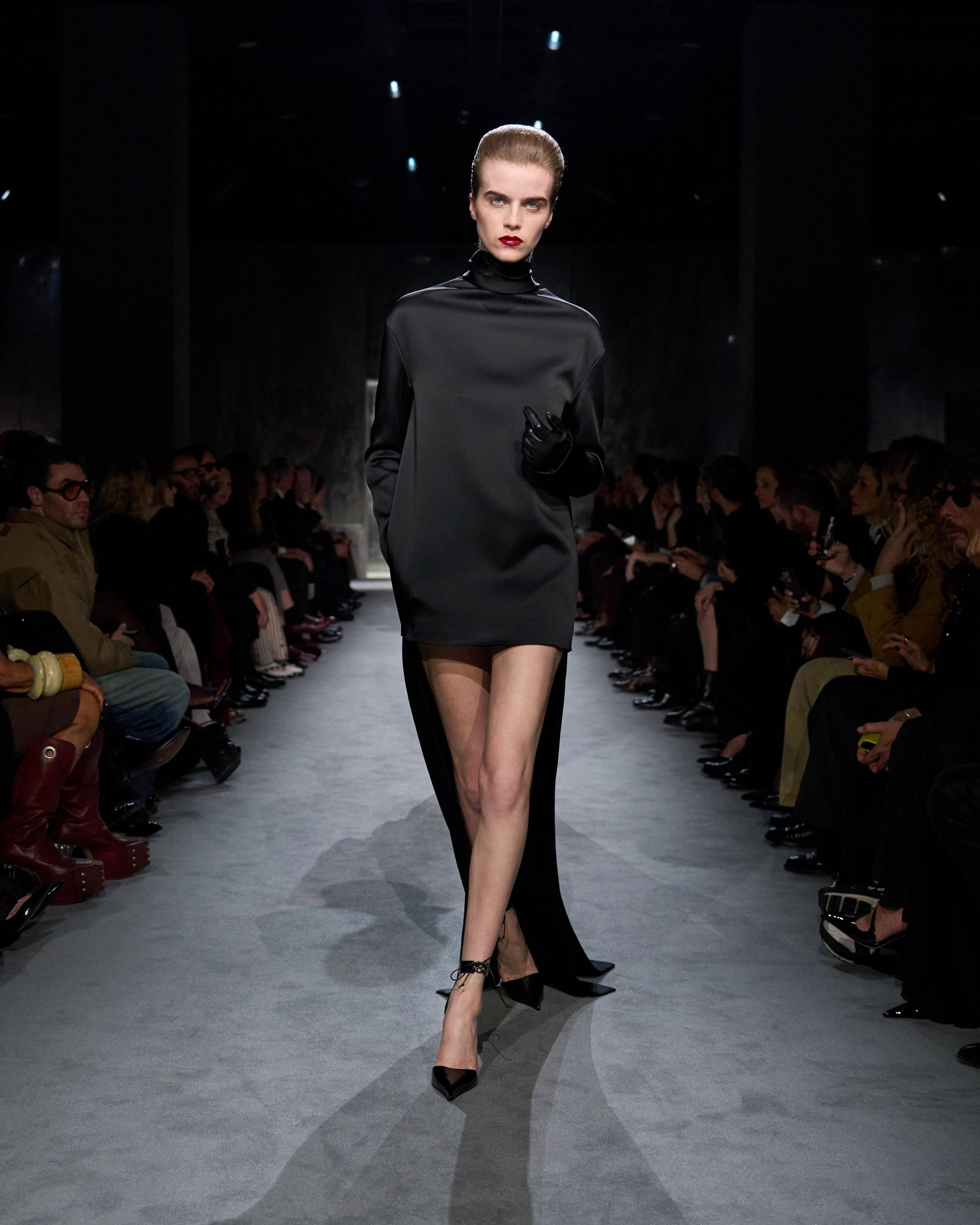 SHINY CREPE MOCK NECK COCKTAIL DRESS - 7