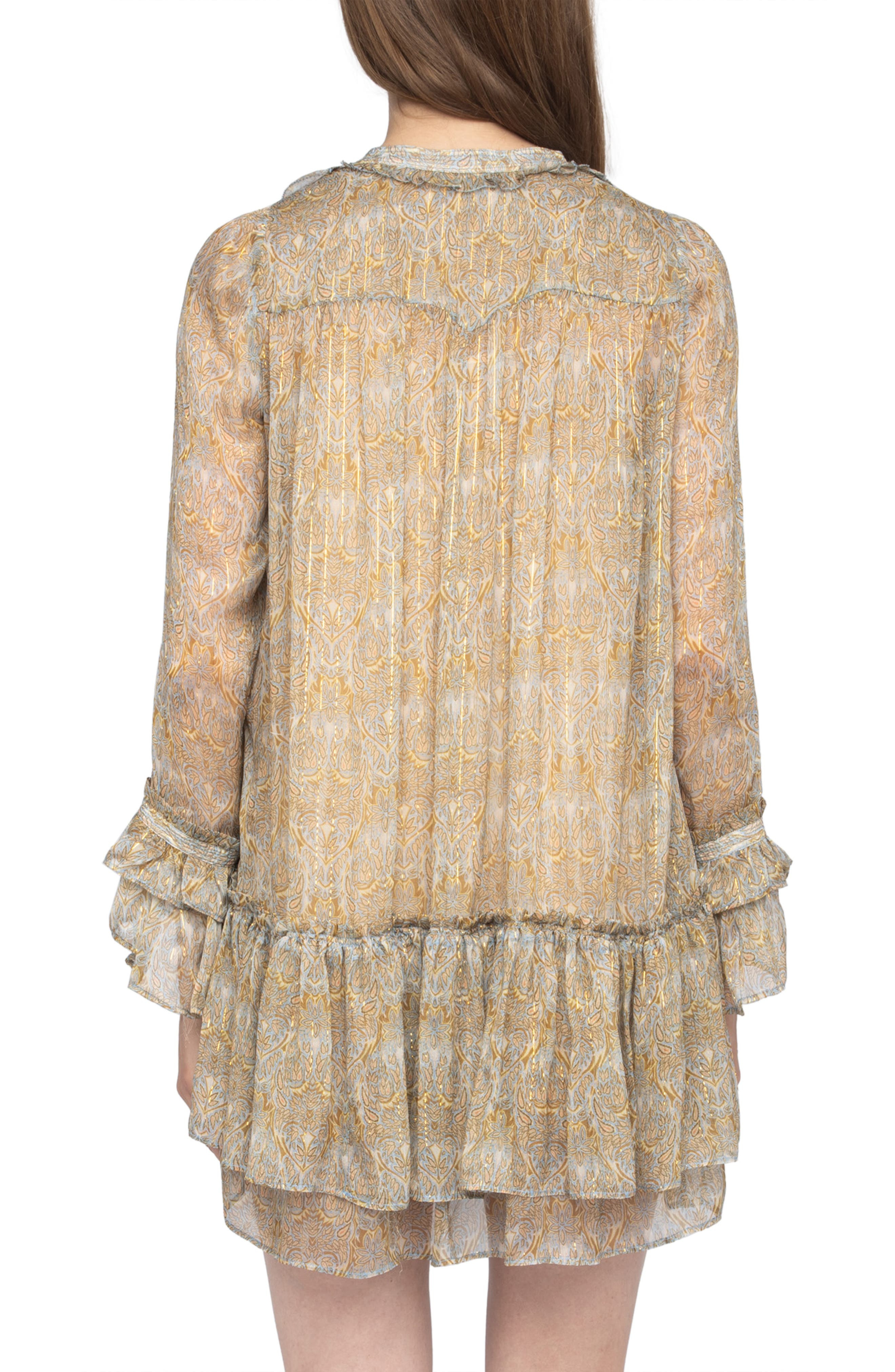 Zadig & Voltaire Alice Paisley Print Long Sleeve Minidress in Cloud at Nordstrom - 8